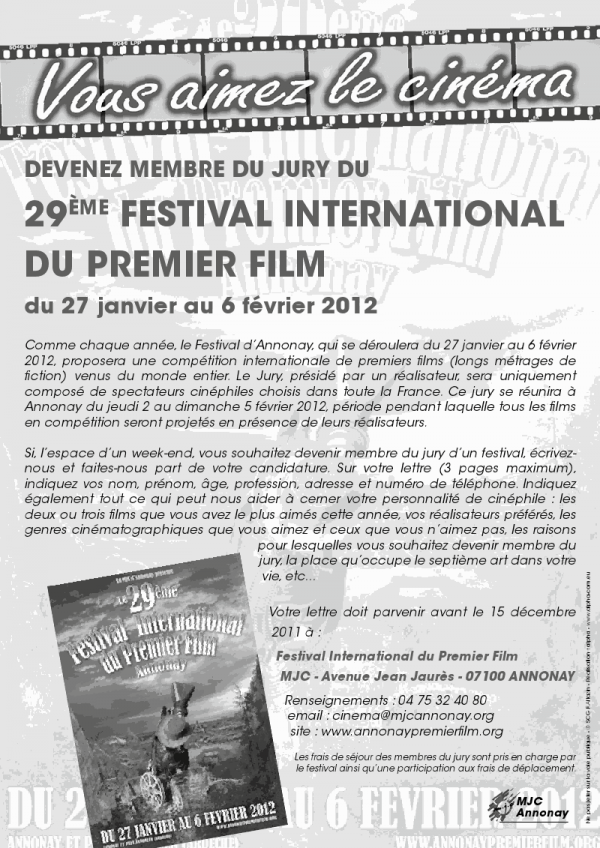 devenir jury du 29ème festival international du premier film d'a