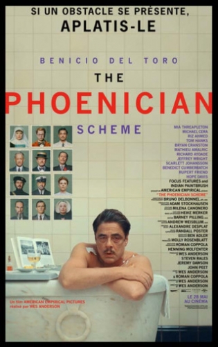 the phoenician scheme,cinéma,wes anderson,benicio del toro,mia threapleton,michael cera,riz ahmed,tom hanks,mathieu amalric,charlotte gainsbourg,bryan cranston,jeffrey wright,rupert friend,benedict cumberbatch,hope davis